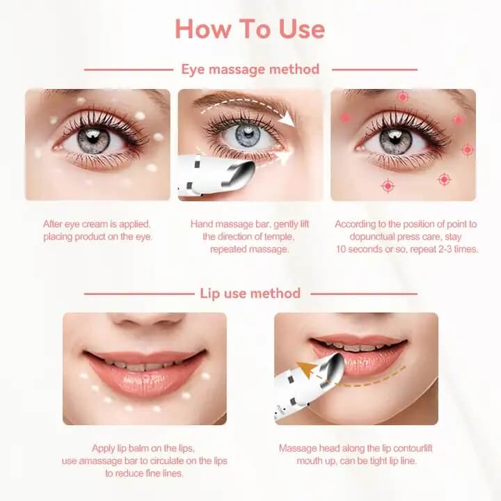 SKB-1603 아이 케어 다크서클 제거기 립 아이 마사지 펜 주름 방지 아이 미용기